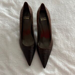 Stuart Weitzman Dark Brown Croc Heels